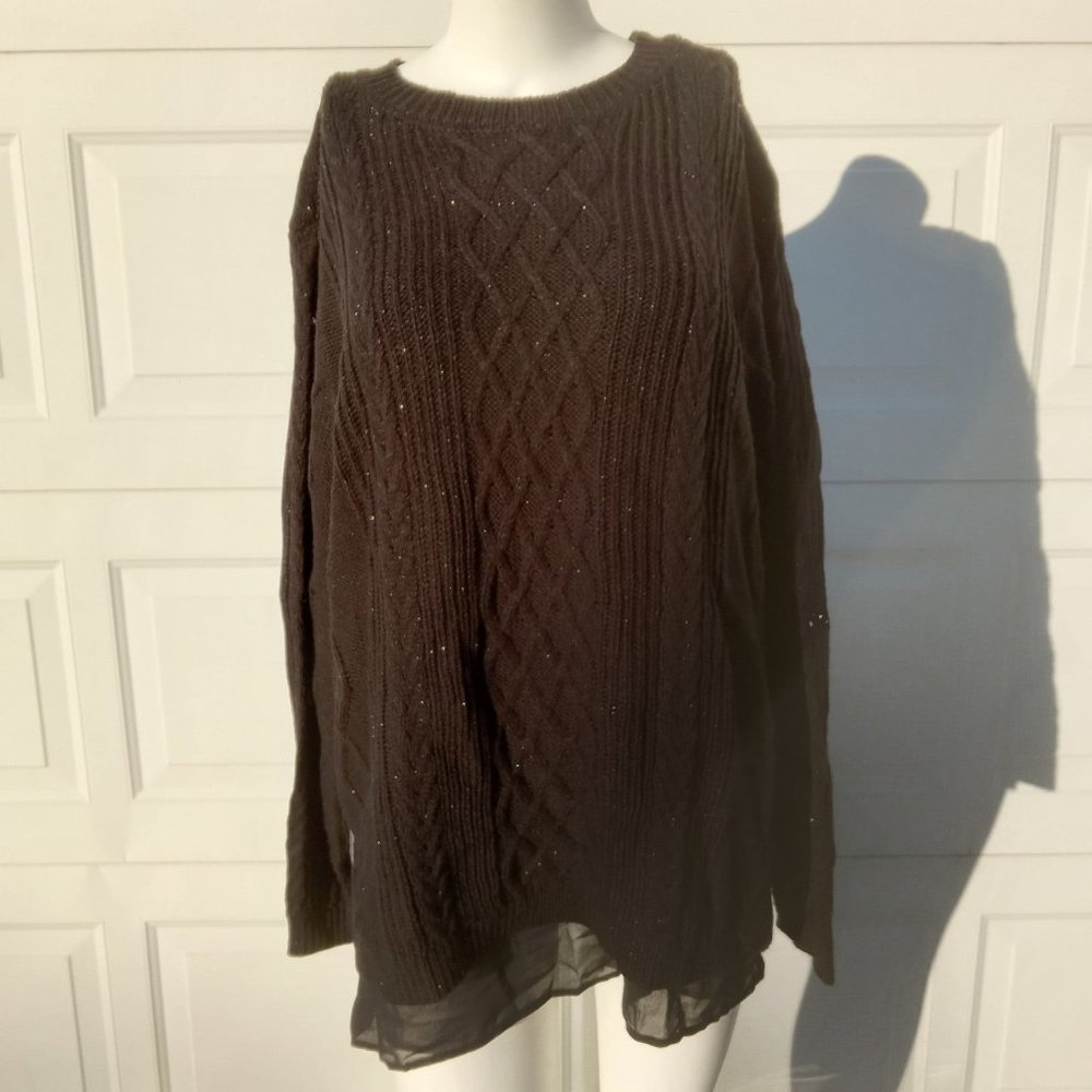 Jessica Simpson Black Sweater plus size 1X sparkly preppy xl womens Tunic Top - Picture 2 of 10